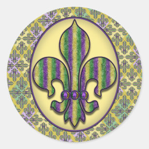 Rand Mardi Gras Fleur de lis Runt Klistermärke