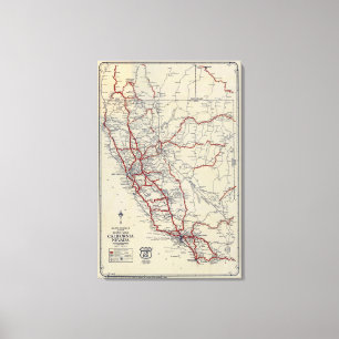 Rand McNally Junior Road Karta California och Neva Canvastryck