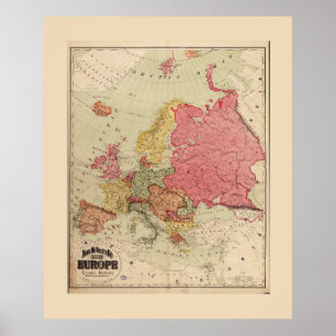 Rand McNally Karta of Europe (1894) Poster