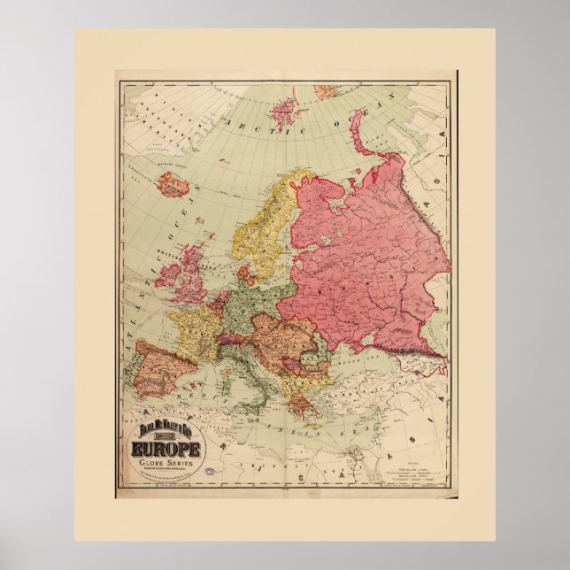 Rand McNally Karta of Europe (1894) Poster (Framsidan)