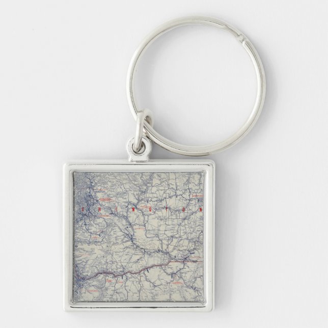 Rand McNally Officiell 1925 Auto Trails Karta Fyrkantig Silverfärgad Nyckelring (Framsidan)