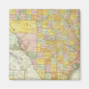 Rand McNally Railroad and County Karta of Texas Magnet