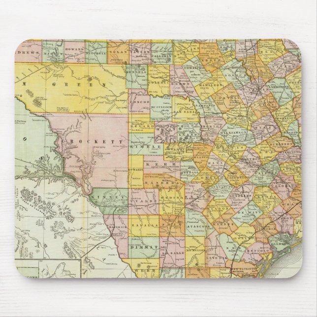 Rand McNally Railroad and County Karta of Texas Musmatta (Framsidan)