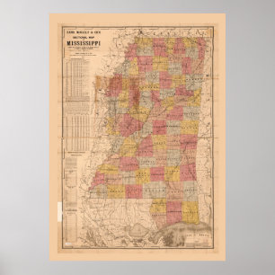 Rand, McNally sectional karta of Mississippi (1892 Poster