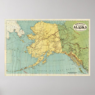 Rand McNallys Karta i Alaska Poster