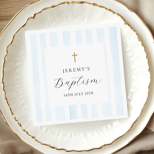Rand med blå vattenfärg - Baptism Pappersservett (Skapare uppladdad)