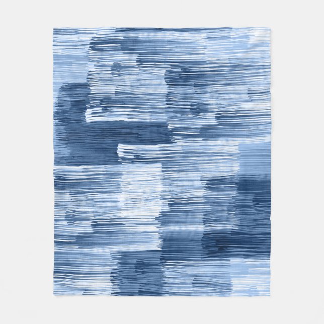 Rand med blå vattenfärg: Geometric Mönster Fleecefilt (Framsidan)