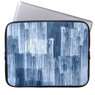 Rand med blå vattenfärg: Geometric Mönster Laptop Fodral