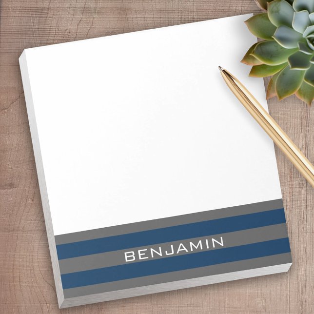 Rand med eget namn och Grått Rugby med eget namn Anteckningsblock (Personalized Notepad)