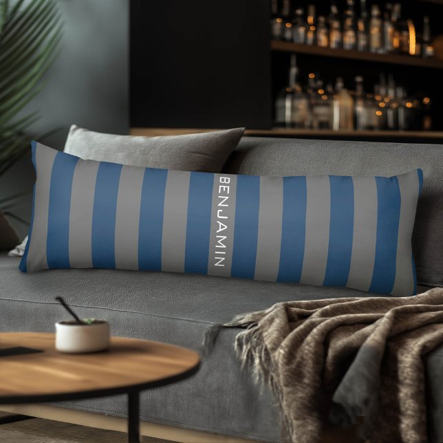 Rand med eget namn och Grått Rugby med eget namn Kroppskudde (Custom Body Pillow with a Sports Theme)