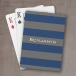 Rand med eget namn och Grått Rugby med eget namn Spel Kort<br><div class="desc">Mörk Blues and charcol grått - A manly mönster för killarna i din familj. En djärv och modern design med ett område för anpassad text. Om du behöver justera teckningen eller ändra teckensnittet kan du klicka på anpassningsområdet. Då kommer du till designen i verktyg där du kan göra många ändringar....</div>