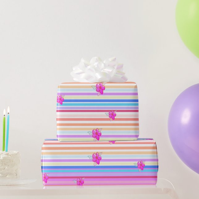 Rand med Rosa Blommigt Papper giftmassa Presentpapper (Festgåvor)