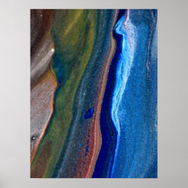 Rand Metallic Fluid art, marin Mörk blått Abstrakt Poster