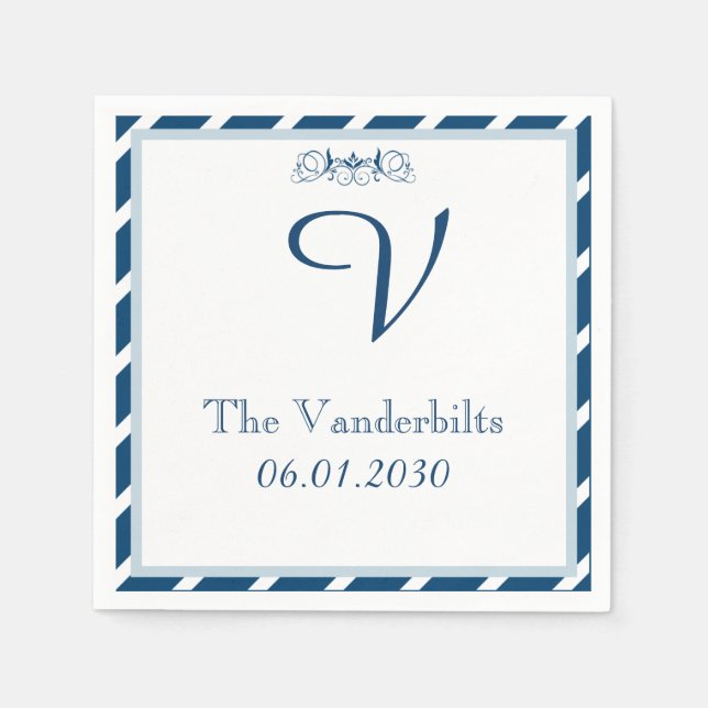 Rand Monogram Bröllop Napkin Pappersservett (Framsidan)