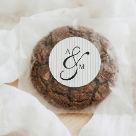 Rand Monogram skript Ampersand Bröllop Runt Klistermärke