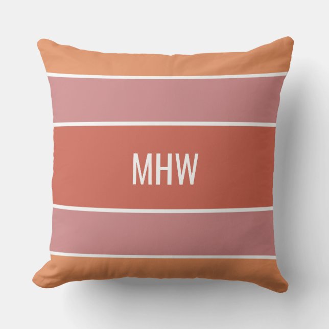 Rand Mönster anpassningsbar monogram dekorativ kud Utomhuskudde (Framsida)