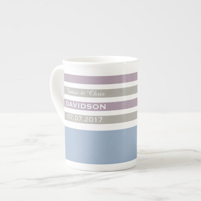 Rand Mönster anpassningsbar monogram mugg Benporslin Mugg (Framsida vänster)