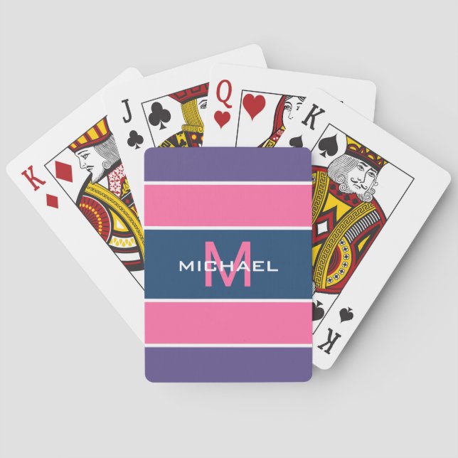 Rand Mönster anpassningsbar monogram pokerkort Spel Kort (Baksidan)