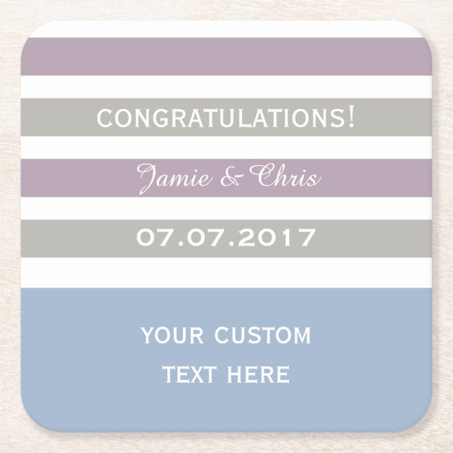 Rand Mönster anpassningsbar monogram underlägg Papper Kvadrat (Framsidan)