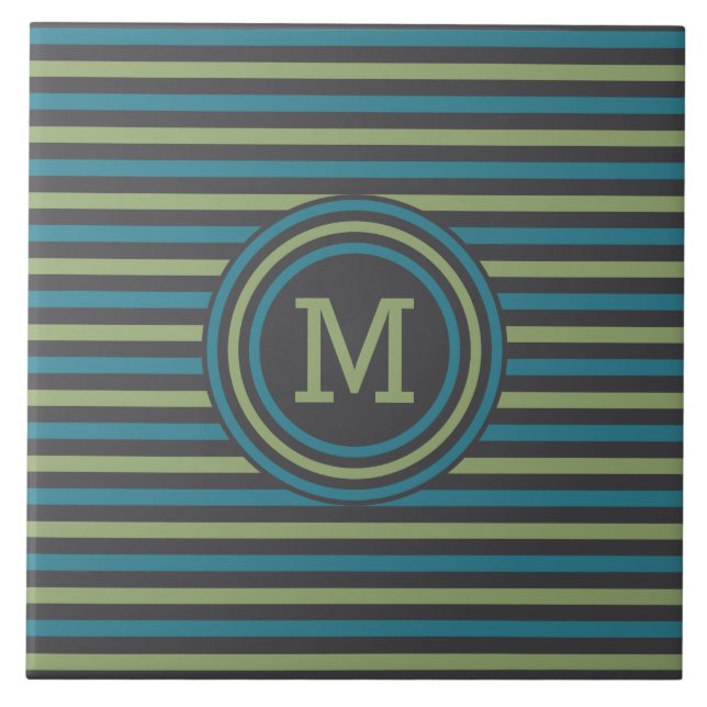 Rand Mönster anpassningsbar monogramplattor Kakelplatta (Framsidan)
