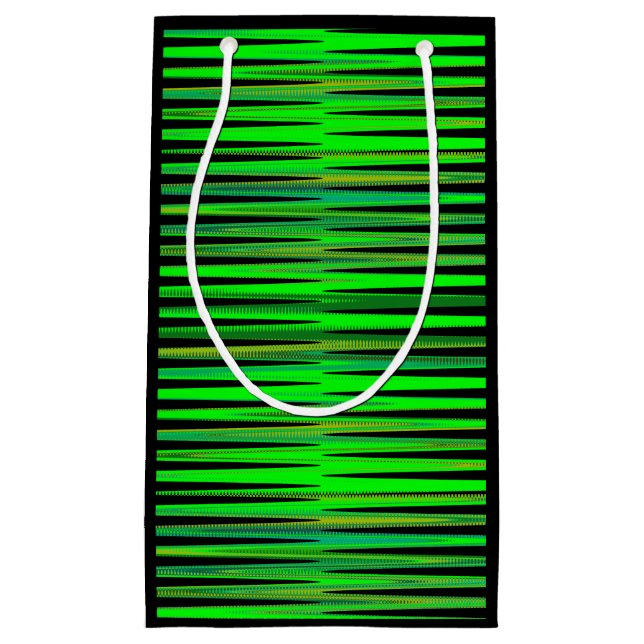 Rand Mönster Gift Bag-Grönt, färgad jul (Framsidan)