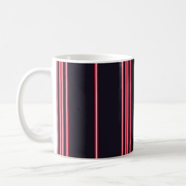 Rand mönster med marin blå, vit och röd verti kaffemugg (Vänster)