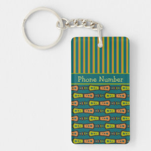 Rand, Mönster, Teal: Keychain Nyckelring