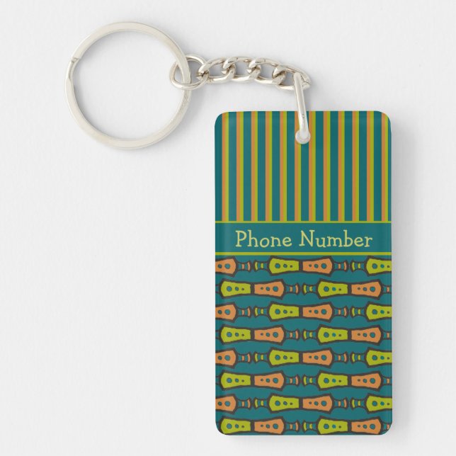 Rand, Mönster, Teal: Keychain Nyckelring (Framsidan)