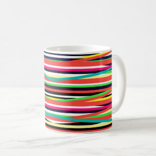 Rand Multi med färgstarkt geometriskt Linjer Kaffemugg