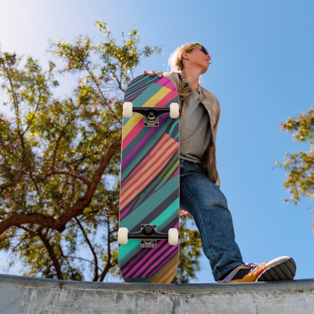 rand neon mönster mini skateboard bräda 18,5 cm (Utomhus 1)