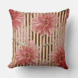 Rand och Dahlia Flowers Rust, Brown, Coral Kudde