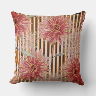 Rand och Dahlia Flowers Rust, Brown, Coral Kudde