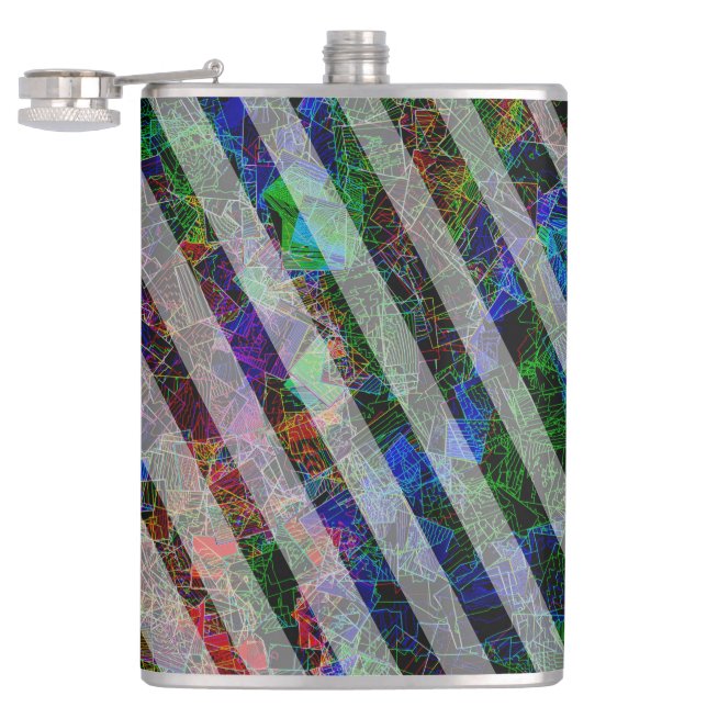 Rand och färgade repor och linjer fickplunta (Öppnad)