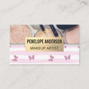 Rand och fjäril Makeup Palette och Penslar Visitkort