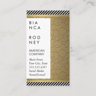 Rand och Guld Metallic Lagrar Swirl Mönster Visitkort