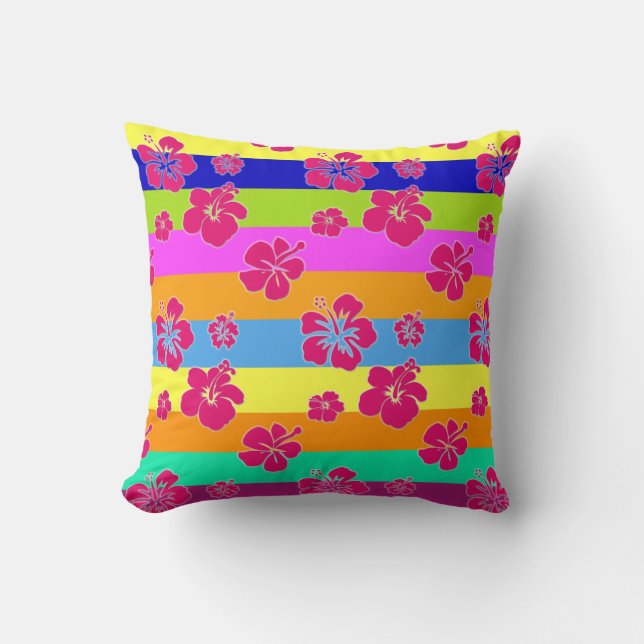 Rand och Hibiscus Pillow Kudde (Framsida)