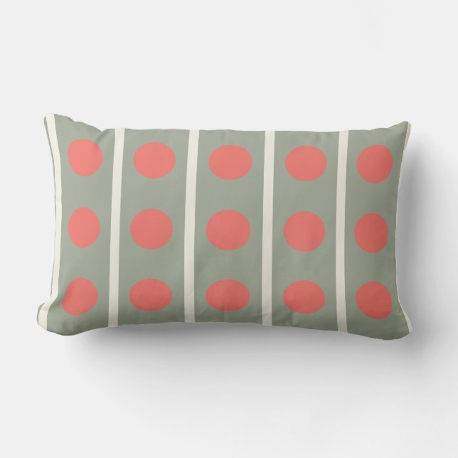 Rand och Polka dots i Orange och Cream Lumbarkudde (Framsida)