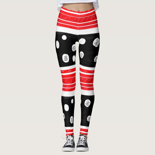 Rand och polkapunkter leggings (Framsida)