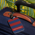 Rand och Red Rugby Bagagebricka<br><div class="desc">Resa i stil med vår rugby rand bagagetapp. Den blå och röda designen i flottan står på påsarna och skapar dem lätta att identifiera samtidigt som du får en sportig beröring på dina resor. Anpassadet namn i mitten ser till att bagagetaggen verkligen är unik och hjälper till att förhindra att...</div>