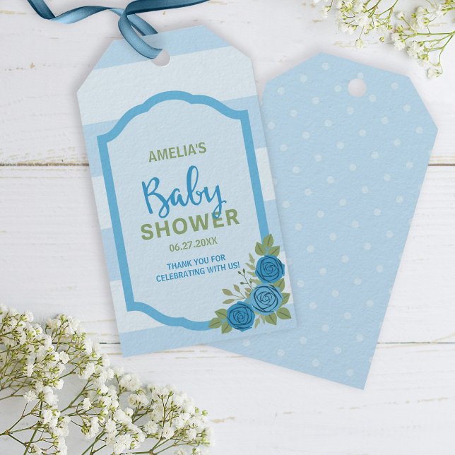 Rand och Ro Blue Boy Shower Presentetikett (Skapare uppladdad)