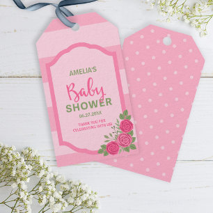 Rand och Ro Rosa Baby Shower Presentetikett