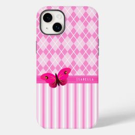 Rand och Rosa Argyle Mönster Butterfly Durable