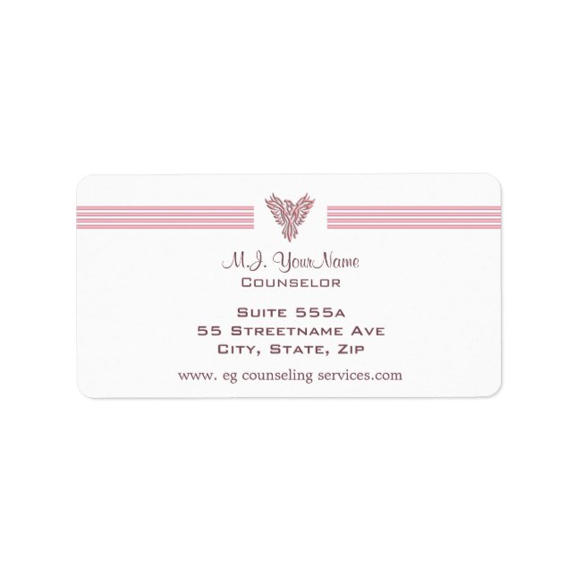 Rand och rosa Foenix, personligt rådgivare Adressetikett (Framsidan)