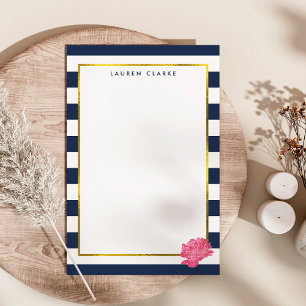 Rand och Rosa Peony Personlig Stationery Brevpapper
