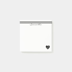 Rand och svart hjärta post-it block
