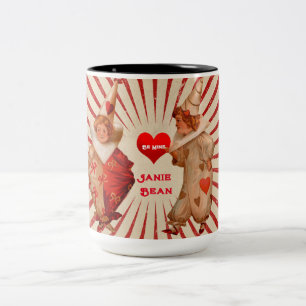 Rand och Vintage Valentine Clowins with Heart Två-Tonad Mugg