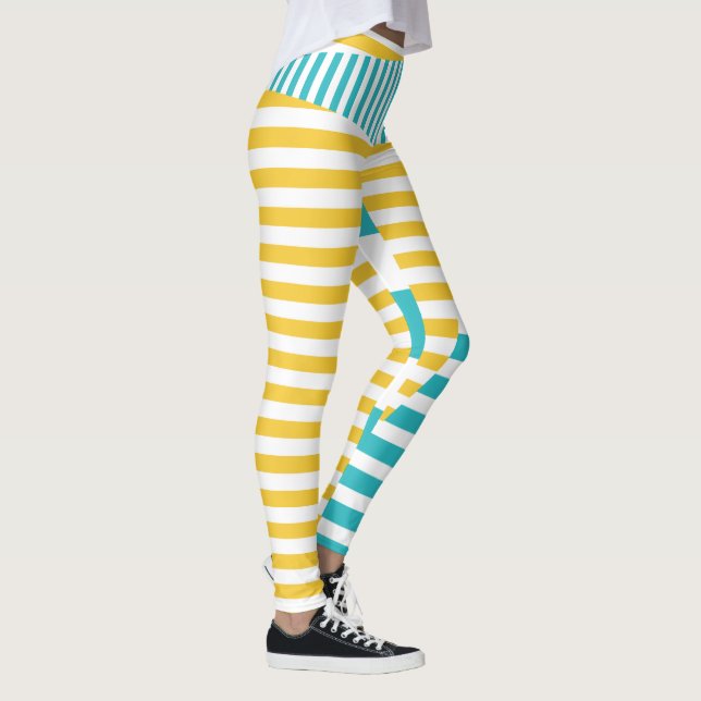 Rand om Rand - Turkos och Gult Leggings (Höger)