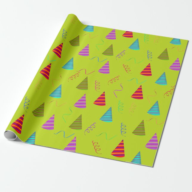 Rand Party Hat Colorful Ribbon Presentpapper (Utrullad)