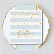 Rand Pastel Blue Guld BOY BAPTISM Luncheon