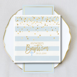 Rand Pastel Blue Guld BOY BAPTISM Luncheon Pappersservett